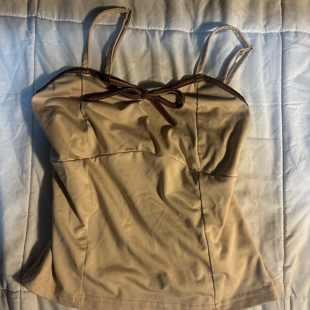 SHEIN Tan Camisole with Bow Accent